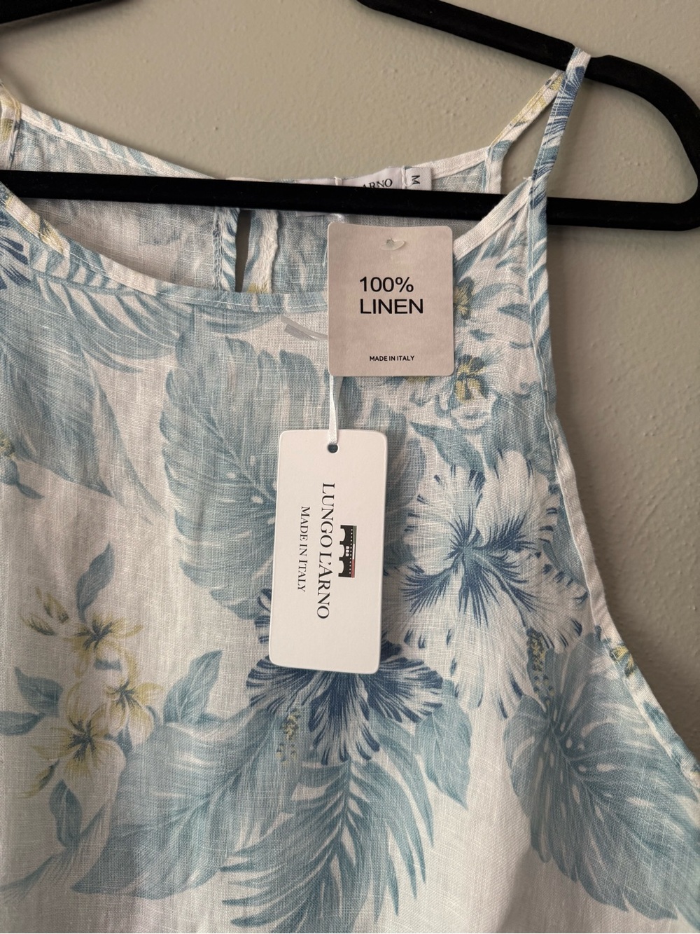 Lungo L’Arno 100% Linen Blue Floral Dress - Picture 2 of 7